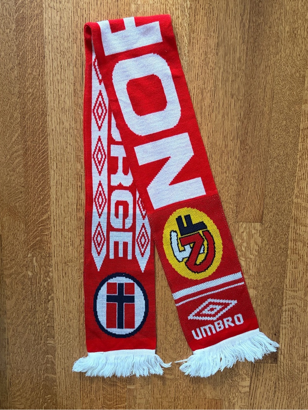 Vintage Norway National Team Soccer Football Scarf Umbro NFF Alt For Norge Retro